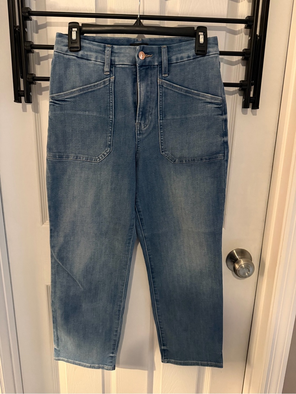 Express Light Blue Cropped High-Rise Jeans